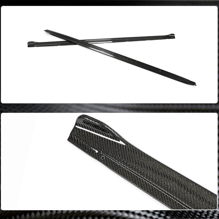 Audi S3 8Y carbon fiber side skirt extension pair with close-up detail