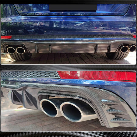 Audi S4 B9 carbon fiber rear diffuser exhaust opening and corner detail