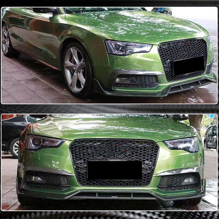 Audi S5 B8.5 carbon fiber front bumper vent fins installed views
