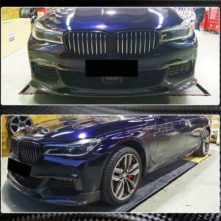 BMW 7 Series M760 carbon fiber front lip installed angle