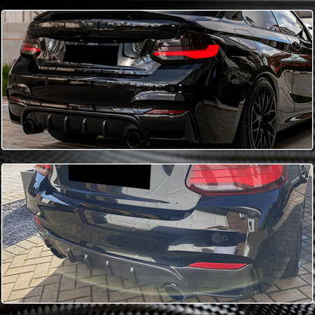 BMW F22 F23 M Sport rear bumper diffuser rear angle installed view