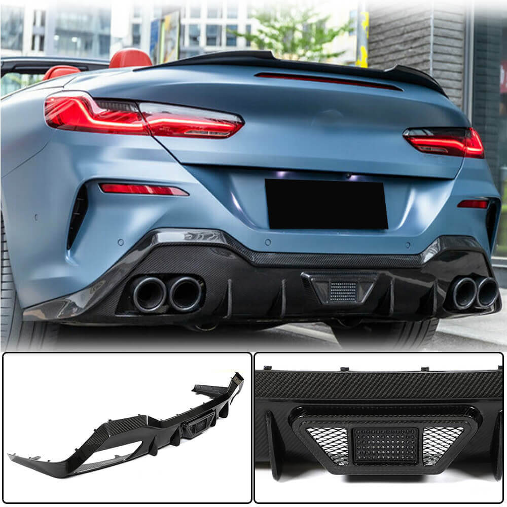BMW G14 G15 M850i rear bumper diffuser installed view