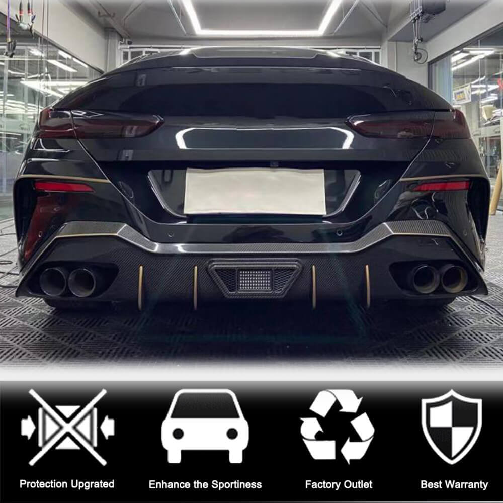BMW G16 Gran Coupe carbon fiber trunk spoiler rear installed view