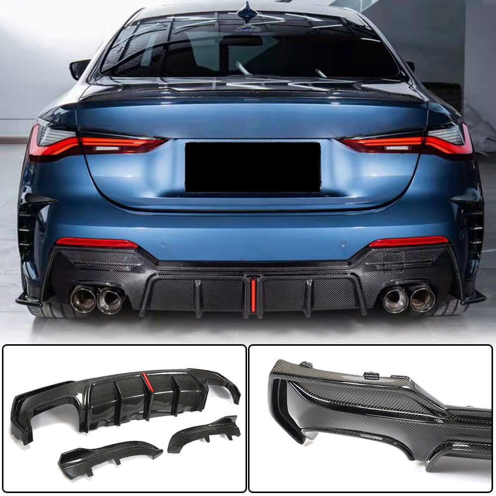 BMW G22 G23 M440i rear diffuser installed view and product details