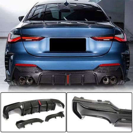 BMW G22 G23 M440i rear diffuser installed view and product details