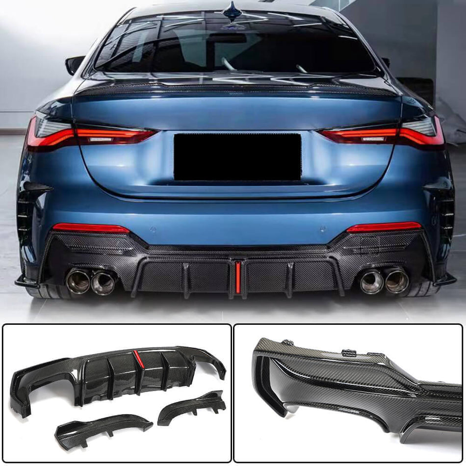BMW G22 G23 M440i rear diffuser installed view and product details