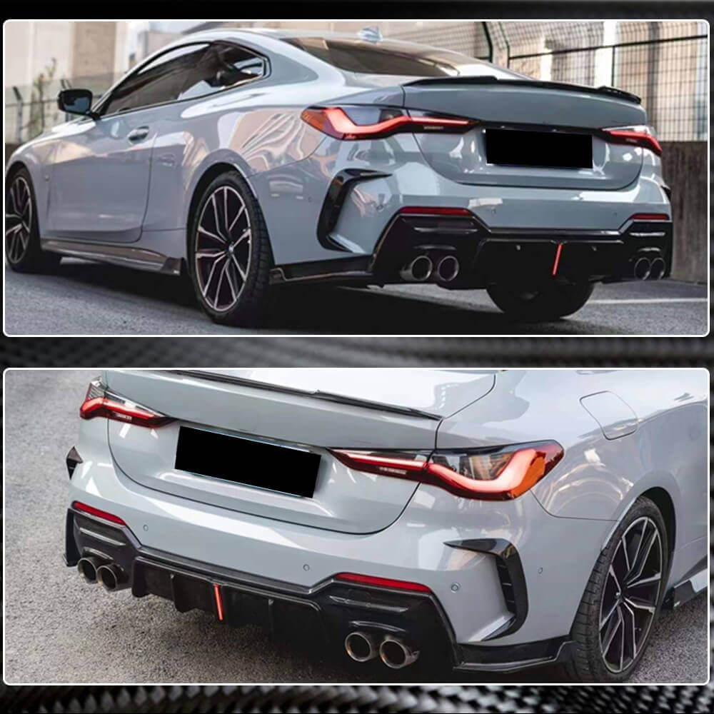 BMW G22 G23 M440i rear diffuser installed side and rear view