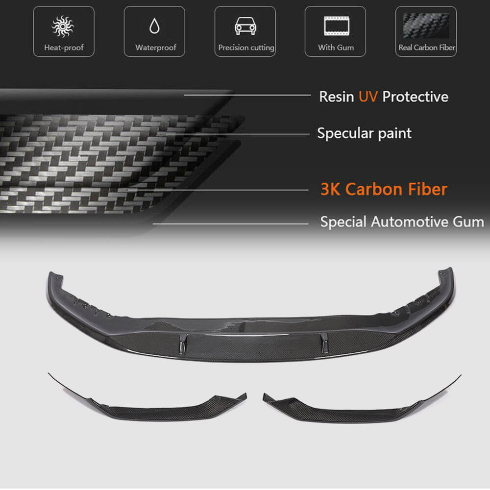 BMW G30 G31 LCI front bumper lip size and carbon weave detail
