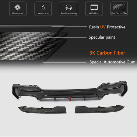 BMW M440i carbon fiber rear diffuser gloss 3K weave material detail
