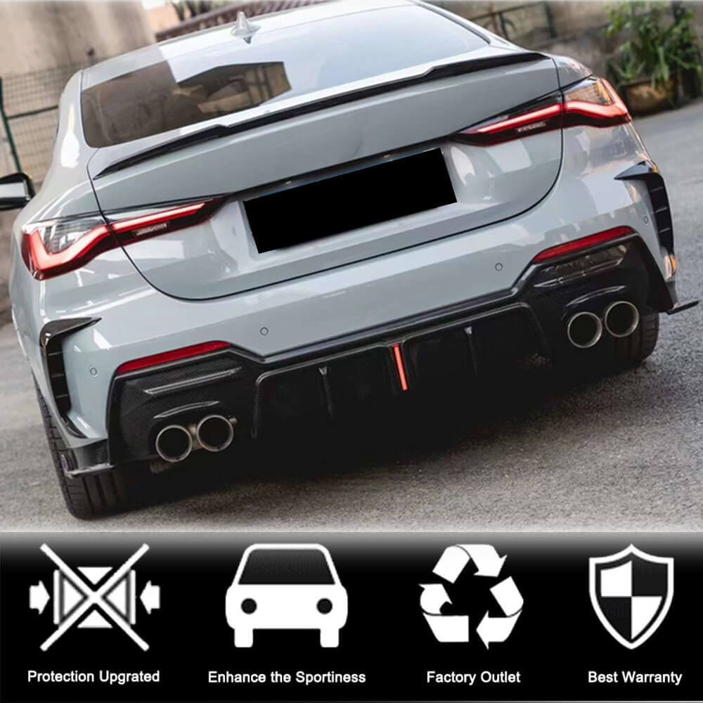 BMW M440i G22 rear bumper diffuser installed rear angle view