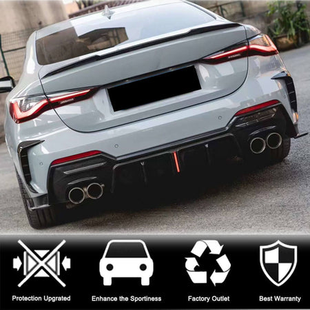 BMW M440i G22 rear bumper diffuser installed rear angle view