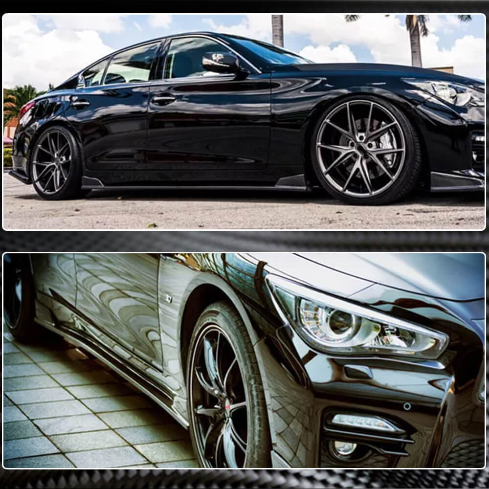Infiniti Q50 Sedan side skirts installed side view