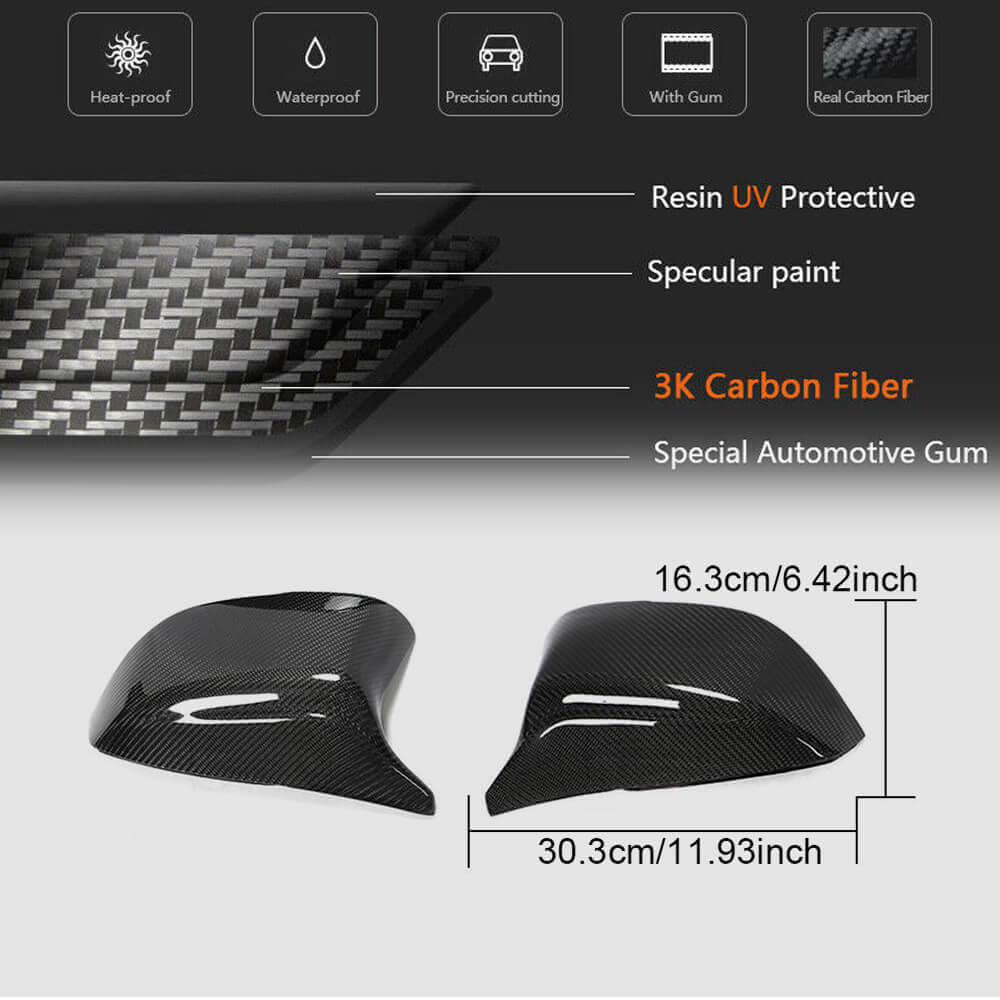 Infiniti side mirror covers carbon fiber glossy black ABS and carbon look ABS options