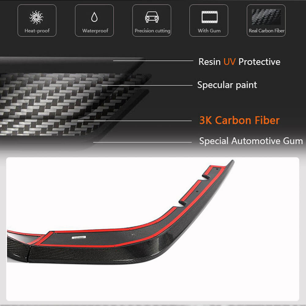 Kia Stinger rear diffuser lip carbon fiber weave and gloss finish detail