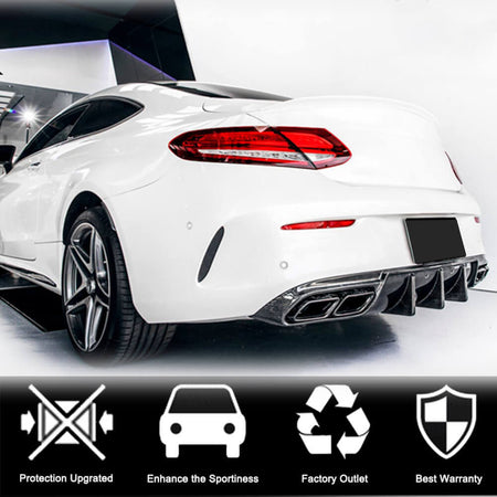 Mercedes-AMG C63 rear bumper diffuser installed angle view