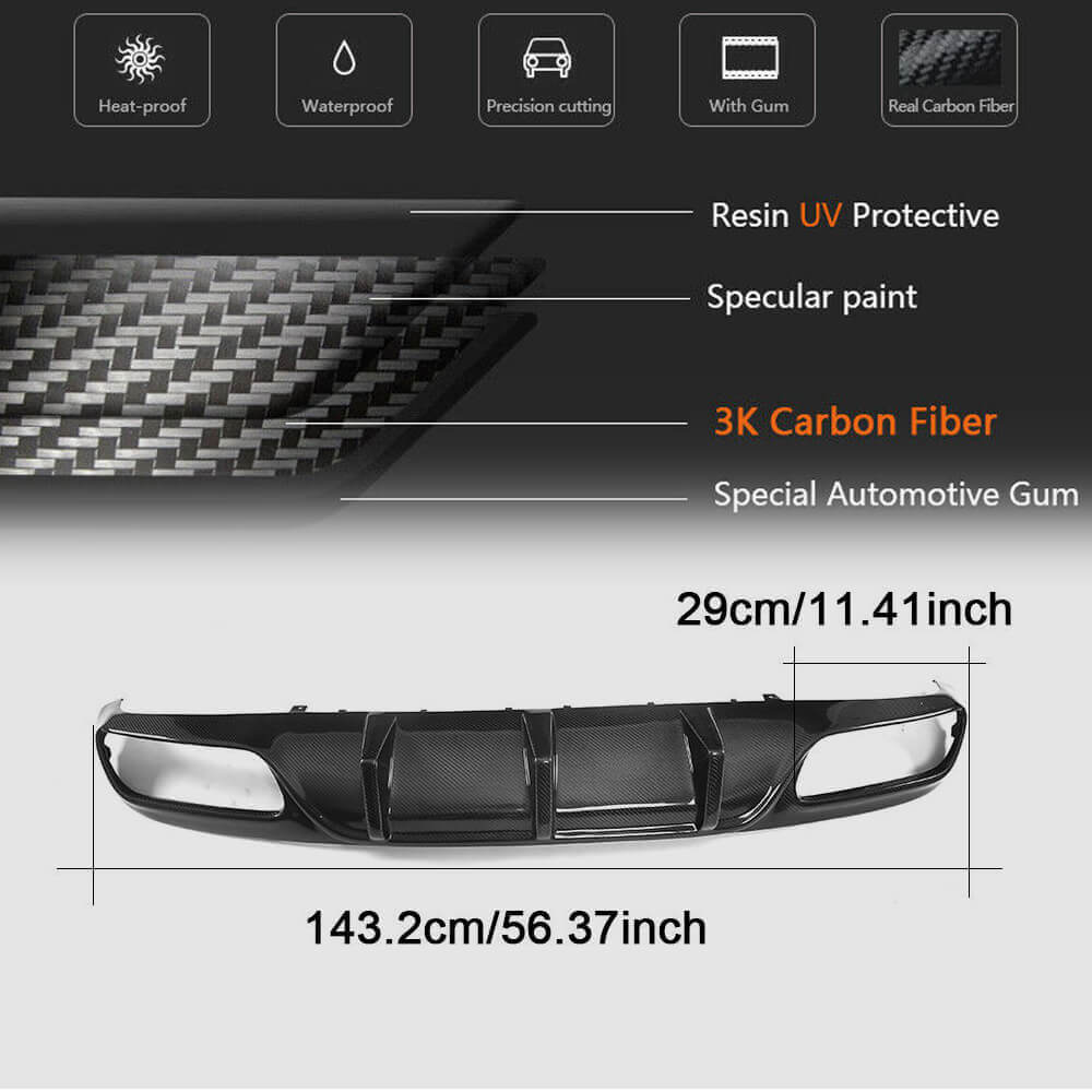 Mercedes C63 C63 S rear bumper diffuser size detail