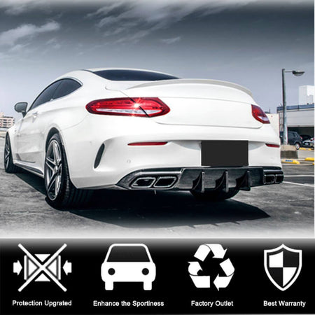 Mercedes C63 carbon fiber rear diffuser installed rear view