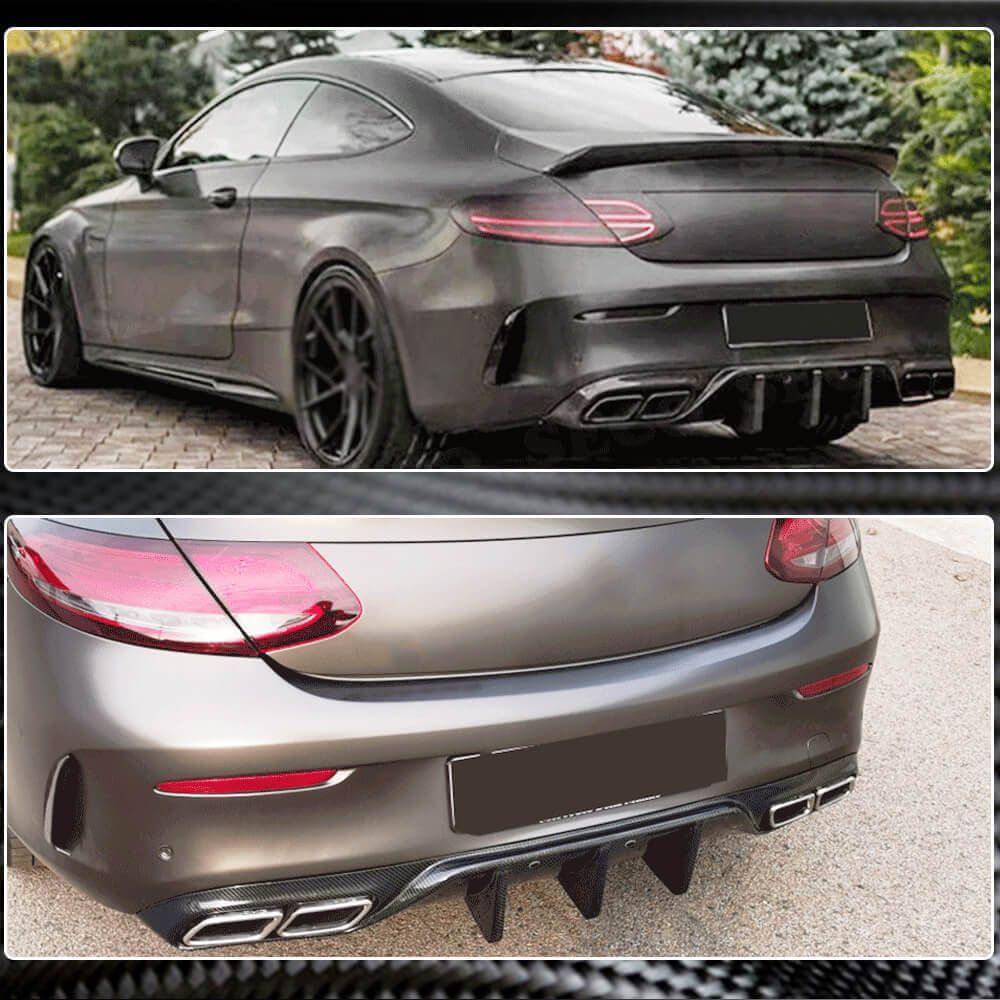 Mercedes C63 Coupe Convertible rear diffuser installed views