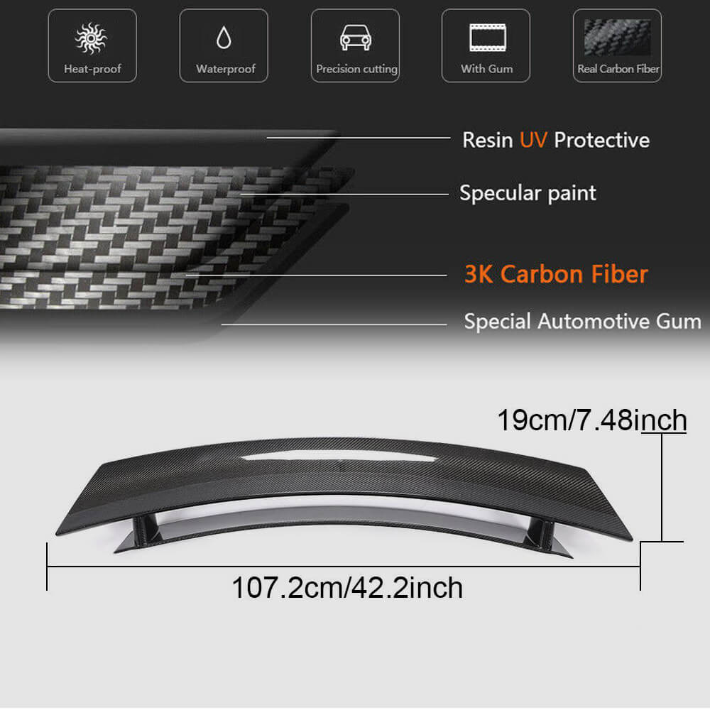 Porsche 987 Cayman rear trunk spoiler size reference