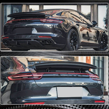 Porsche Panamera 971 rear trunk spoiler before and after view