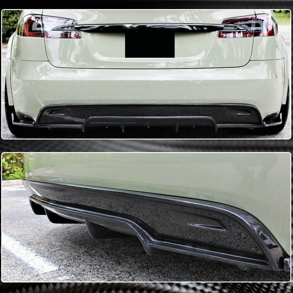 Tesla Model S rear diffuser installed detail