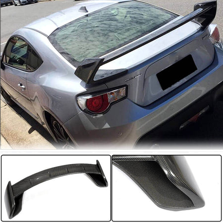 Toyota 86 BRZ carbon fiber rear trunk spoiler installed view