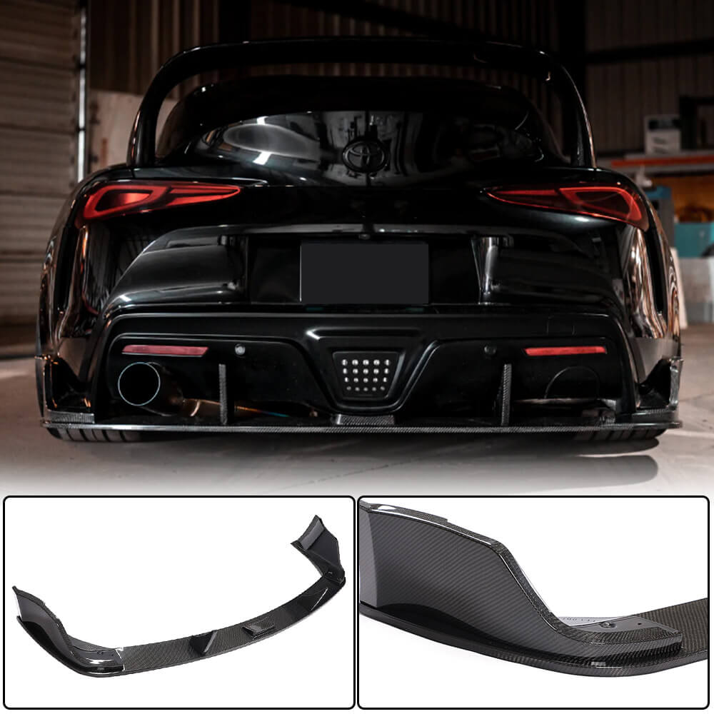 Toyota GR Supra A90 MZ Speed style carbon fiber rear lip installed with product kit