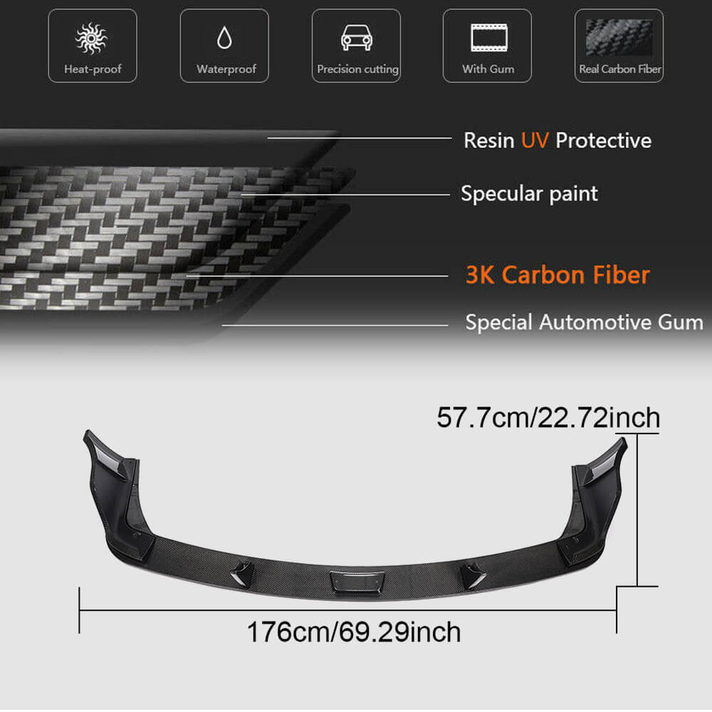 Toyota GR Supra carbon fiber rear lip dimension detail
