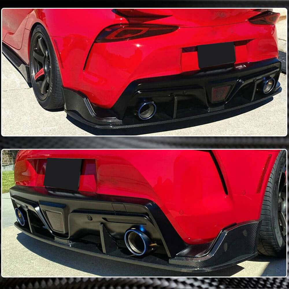 Toyota GR Supra MZ Speed style rear lip installed detail